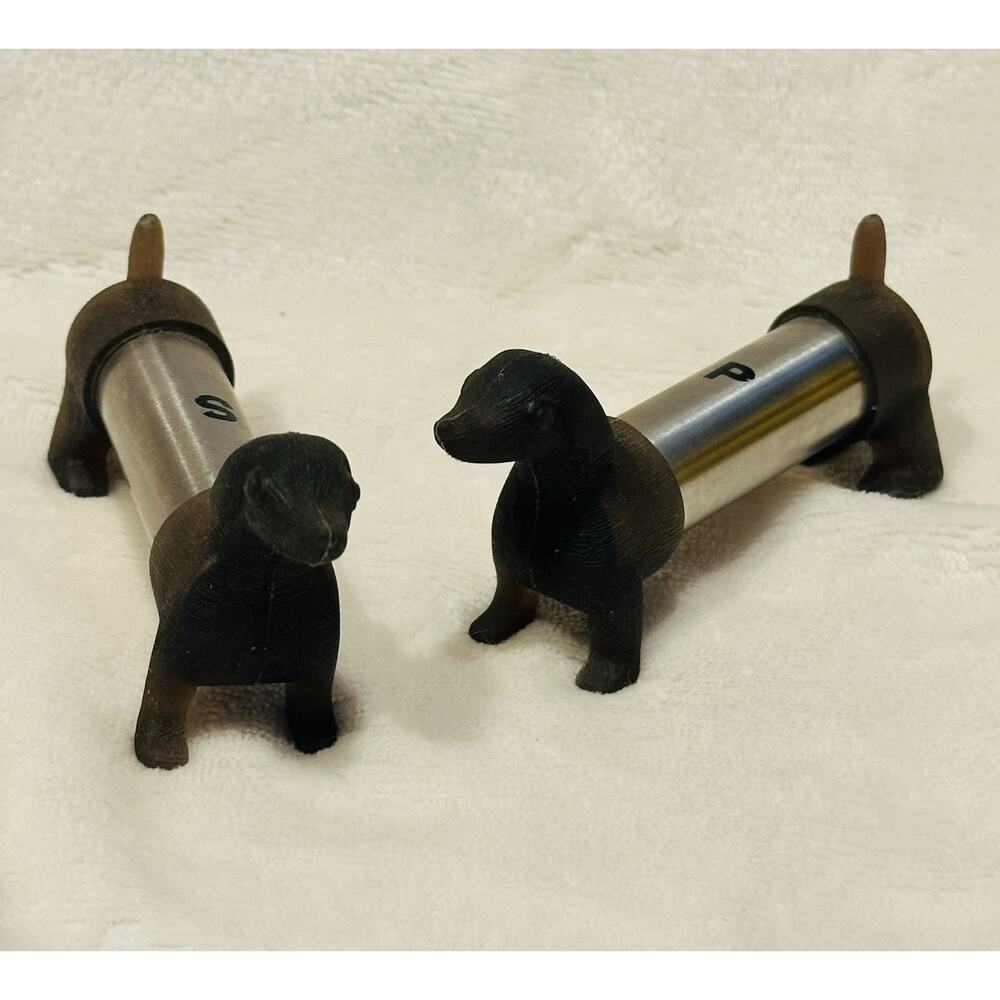 DACHSUND Salt Pepper Shakers / Wiener Dog Shaker Set / Stainless Steel / Rubber